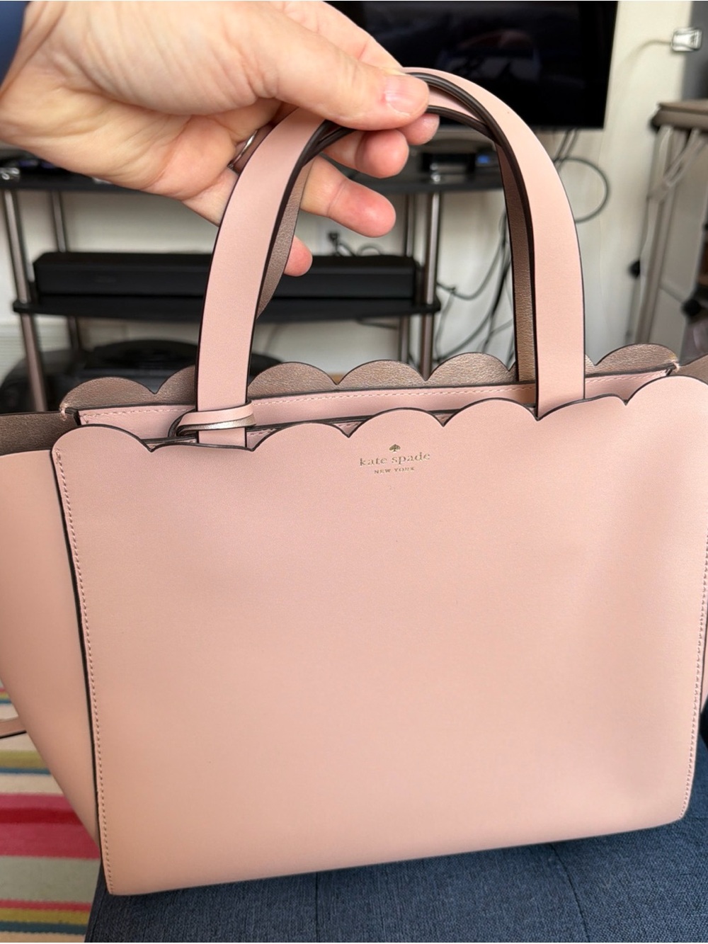kate spade blush pink scalloped-edge leather Mina Magnolia StreetTote